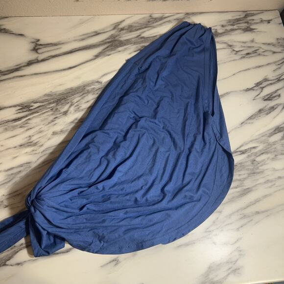 Free People One Shoulder Tank Top Sz M Side Tie Beach Boho Coastal Summer Blue - Picture 5 of 5